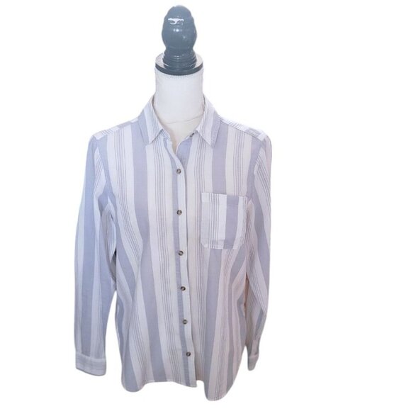 Universal Threads Button Down Dress Shirt in Blue and White Stripes Size M - Picture 1 of 4